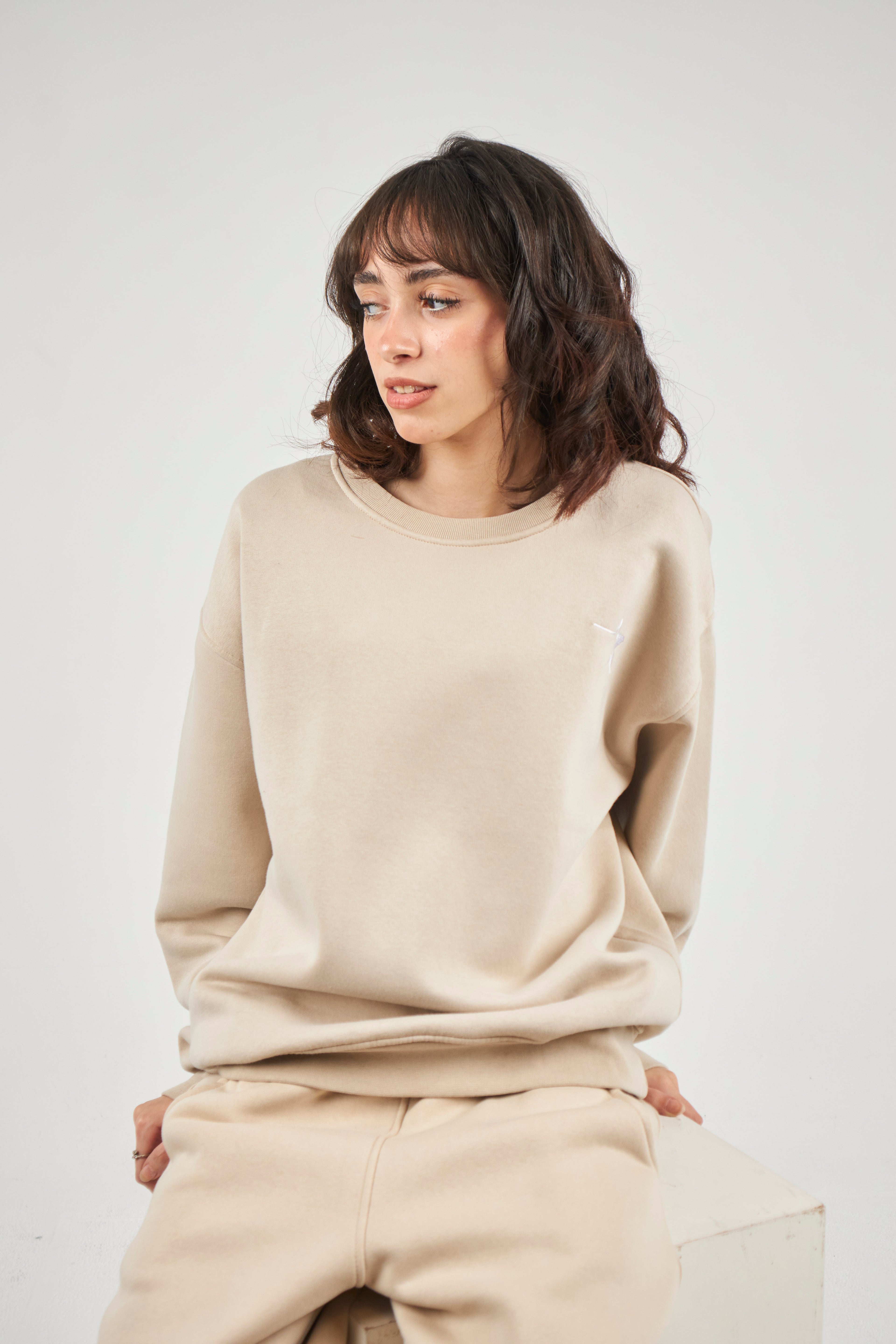 Beige Relaxed Crewneck